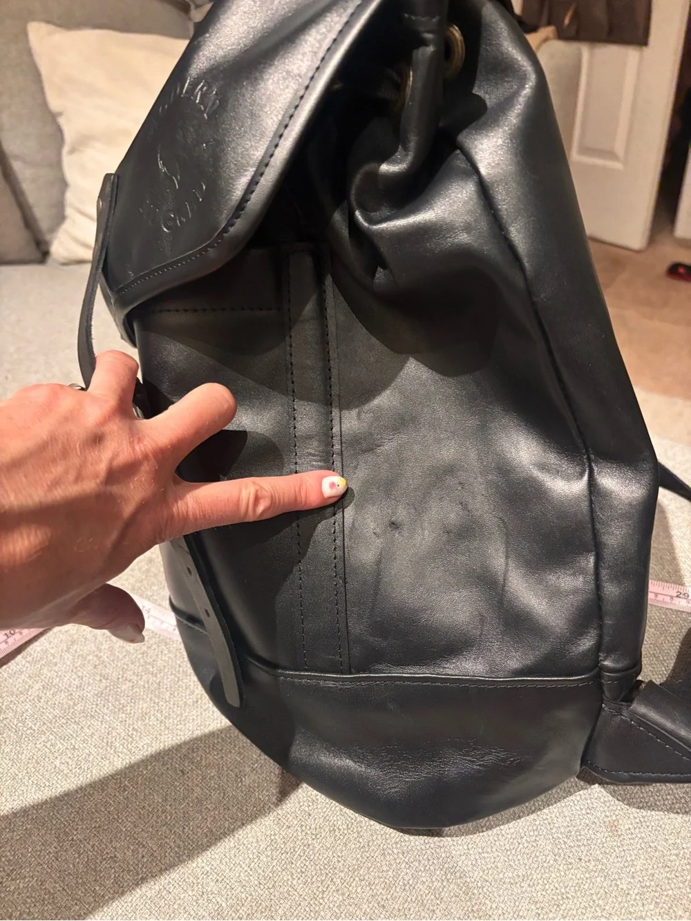NEW Black Leather Modern Rugged Book Bag 🖤